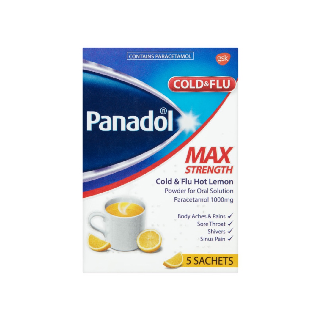 Panadol Max Strength Cold & Flu Hot Lemon Sachets 5s